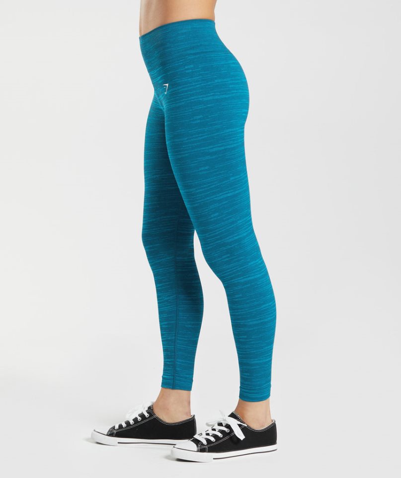 Gymshark Adapt Marl Seamless Leggings Damen Blau | AT-25-UVLM