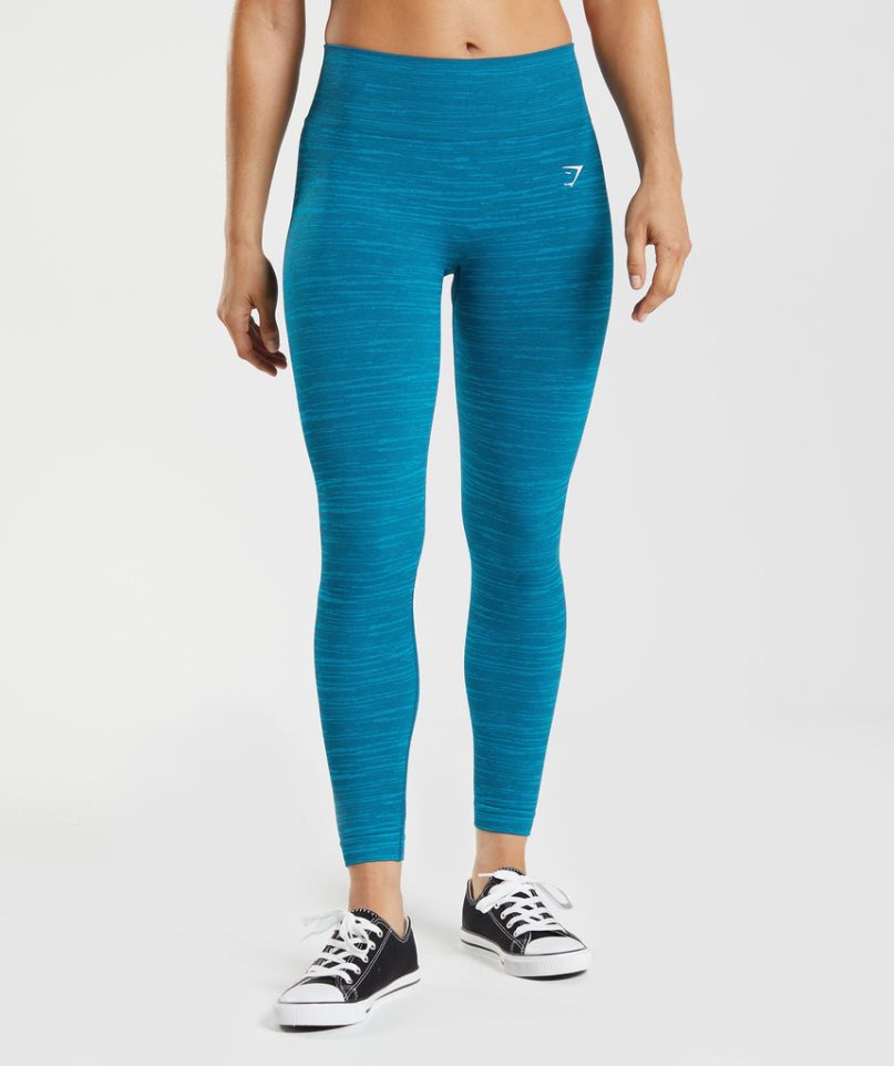 Gymshark Adapt Marl Seamless Leggings Damen Blau | AT-25-UVLM