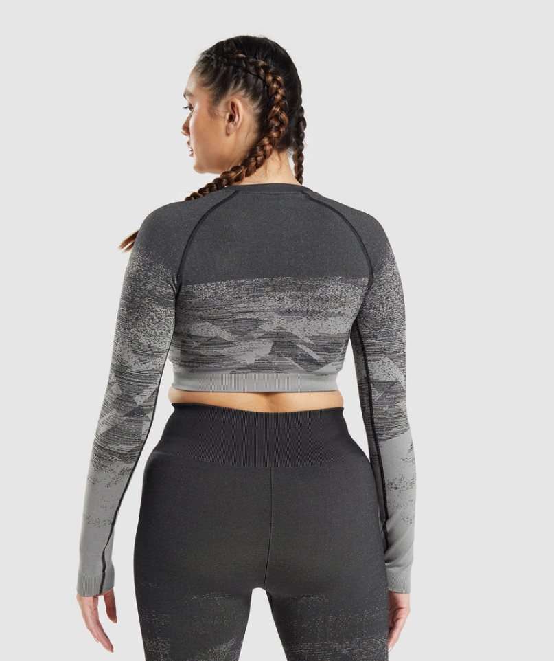 Gymshark Adapt Ombre Kurz Geschnittene Oberteile Damen Grau | AT-20-GHMF