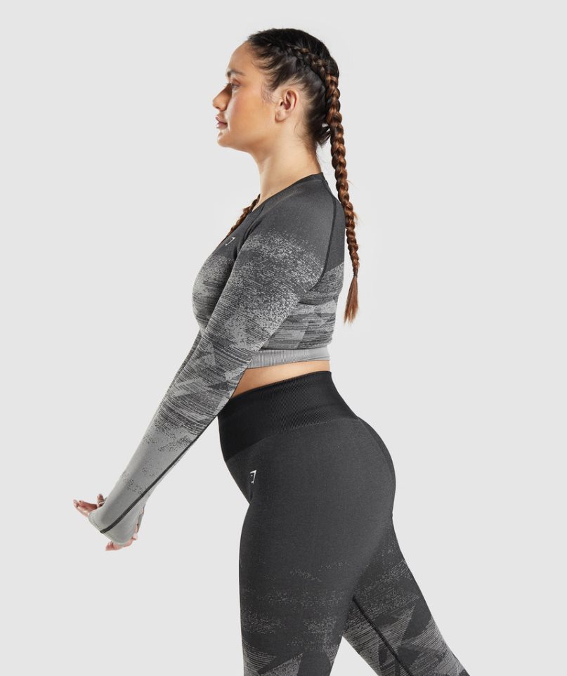 Gymshark Adapt Ombre Kurz Geschnittene Oberteile Damen Grau | AT-20-GHMF