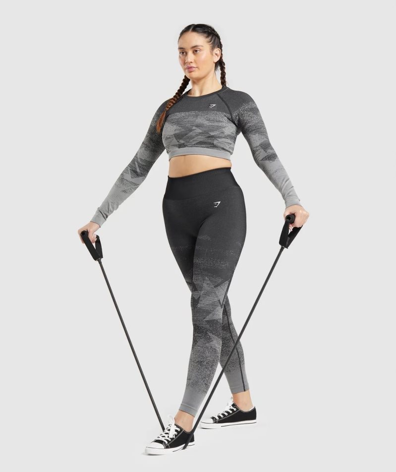 Gymshark Adapt Ombre Kurz Geschnittene Oberteile Damen Grau | AT-20-GHMF