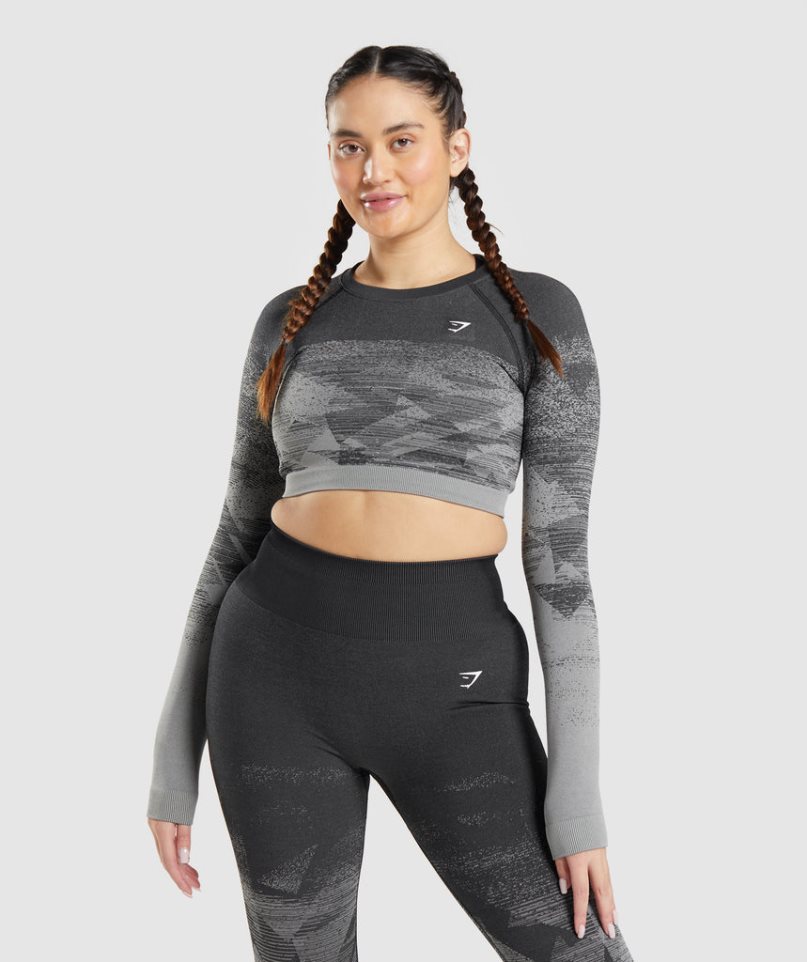 Gymshark Adapt Ombre Kurz Geschnittene Oberteile Damen Grau | AT-20-GHMF