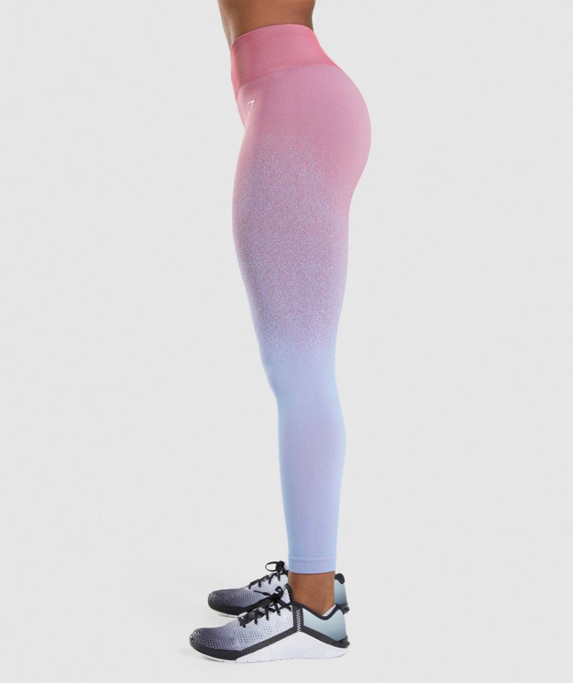 Gymshark Adapt Ombre Seamless Leggings Damen Rosa Hellblau | AT-01-FCVA