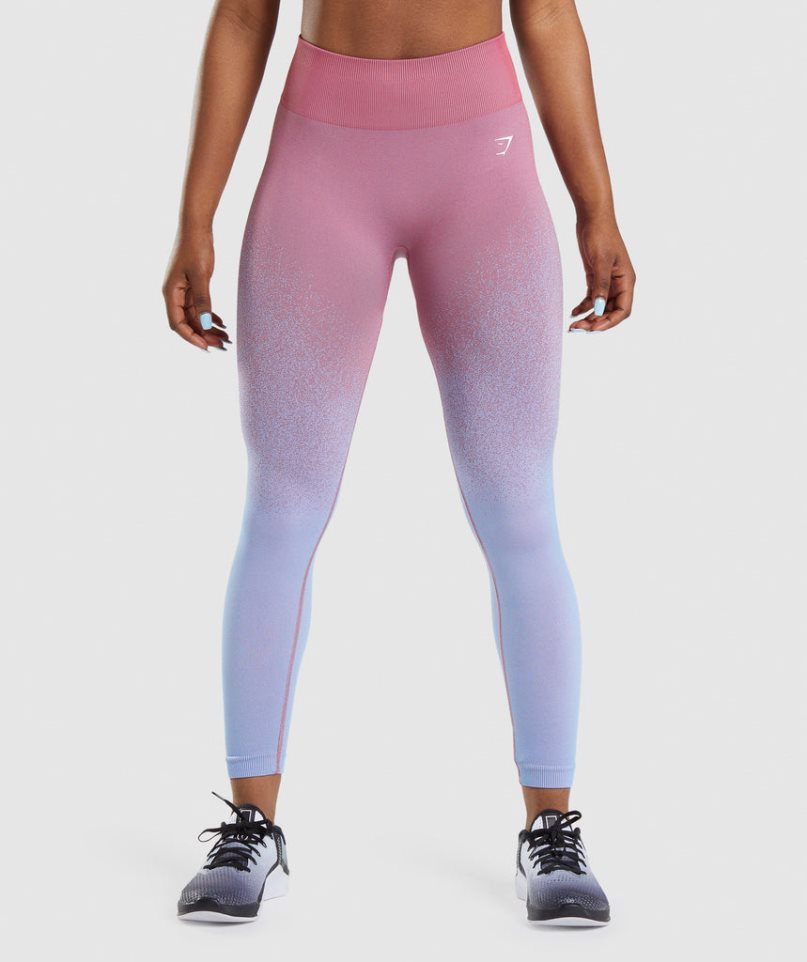 Gymshark Adapt Ombre Seamless Leggings Damen Rosa Hellblau | AT-01-FCVA