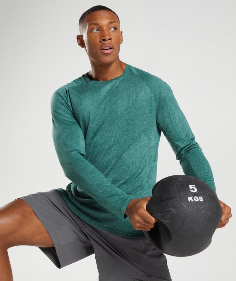 Gymshark Apex Long Sleeve T-shirts Herren Grün | AT-03-RBCY