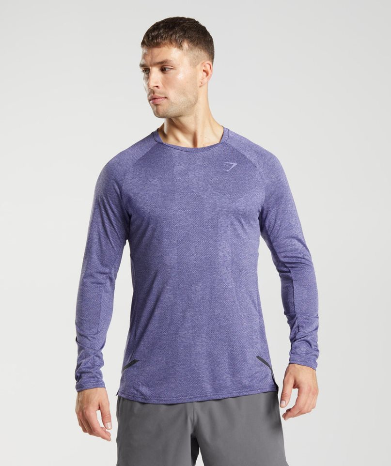 Gymshark Apex Long Sleeve T-shirts Herren Lila | AT-28-EXJH