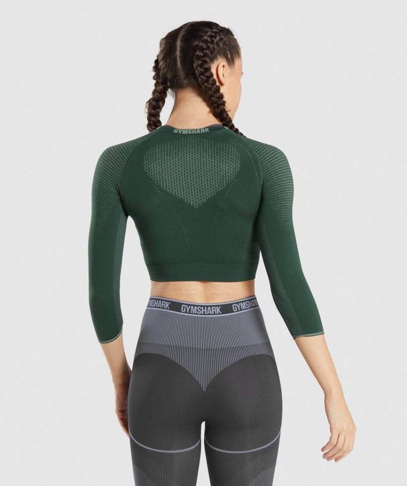 Gymshark Apex Seamless Kurz Geschnittene Oberteile Damen Dunkelgrün | AT-19-CSMP