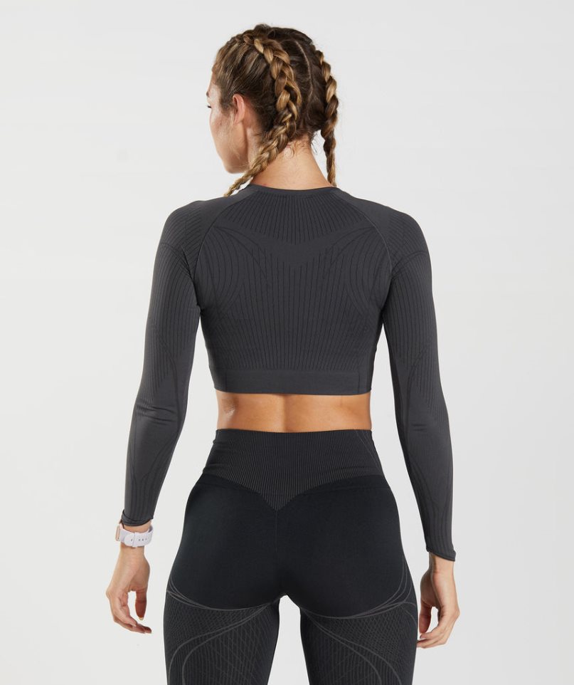 Gymshark Apex Seamless Kurz Geschnittene Oberteile Damen Schwarz | AT-57-BJIY