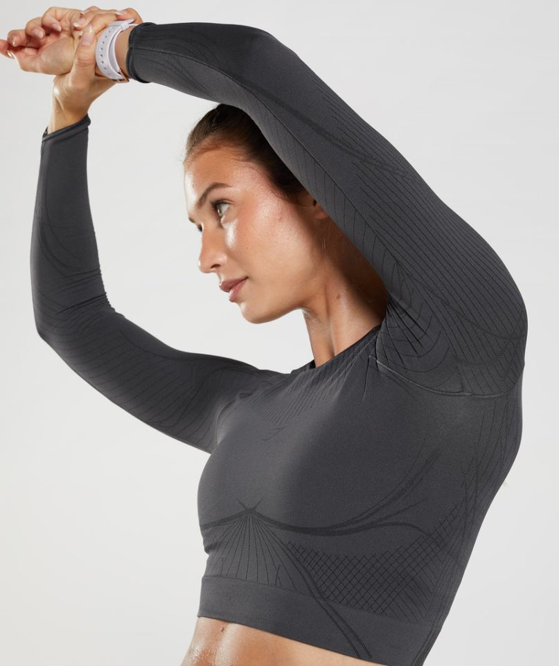 Gymshark Apex Seamless Kurz Geschnittene Oberteile Damen Schwarz | AT-57-BJIY