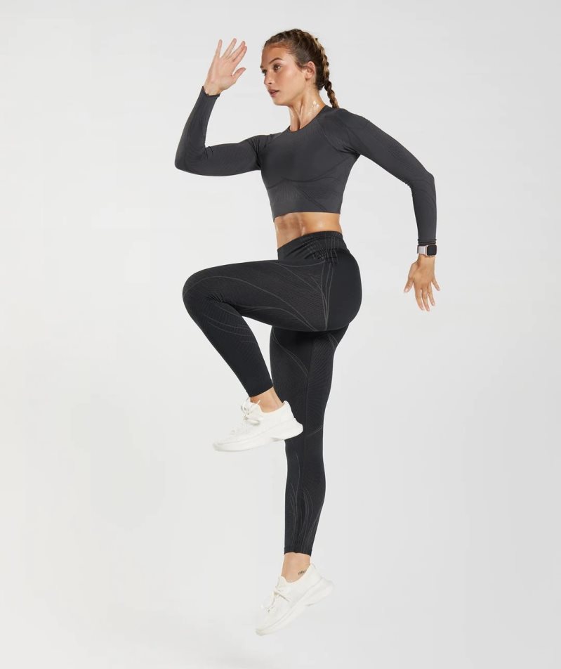 Gymshark Apex Seamless Kurz Geschnittene Oberteile Damen Schwarz | AT-57-BJIY