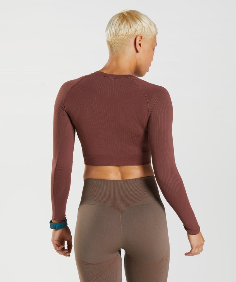 Gymshark Apex Seamless Kurz Geschnittene Oberteile Damen Dunkelbraun | AT-80-KAVB