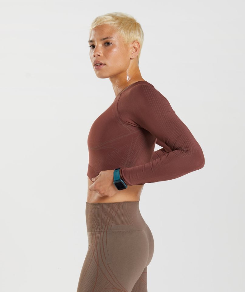 Gymshark Apex Seamless Kurz Geschnittene Oberteile Damen Dunkelbraun | AT-80-KAVB