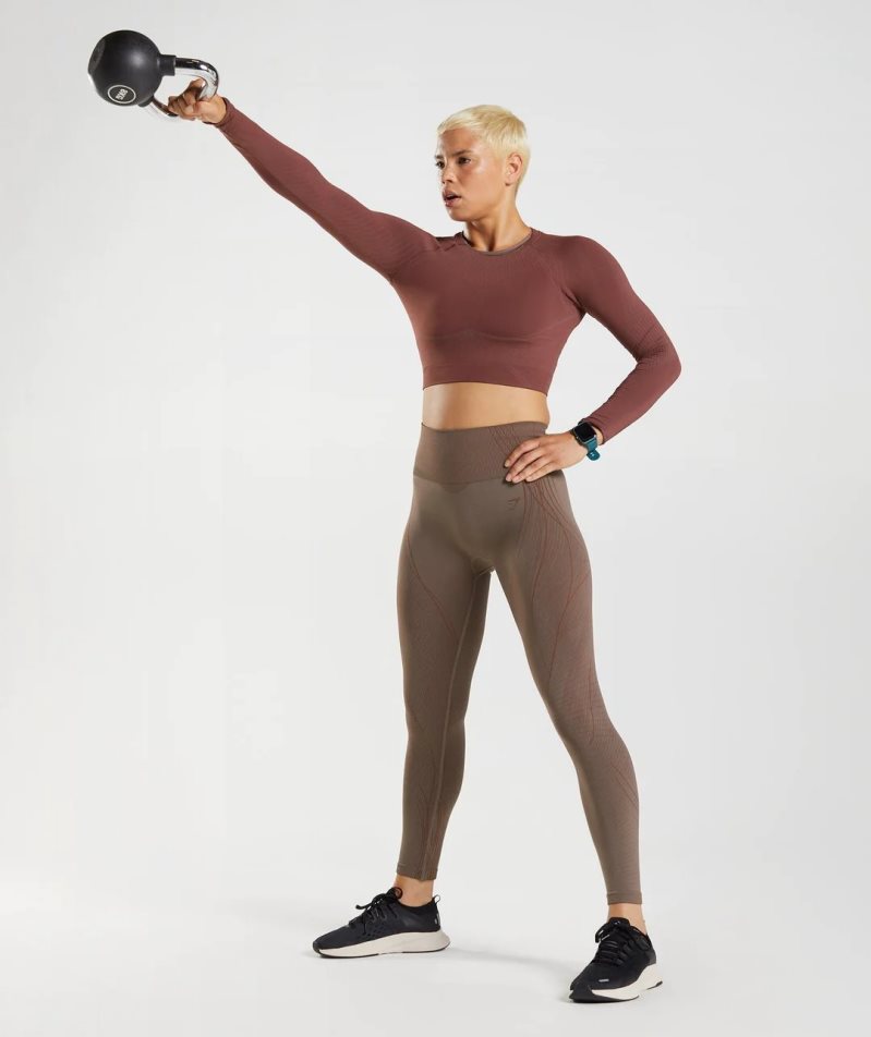 Gymshark Apex Seamless Leggings Damen Dunkelbraun | AT-71-IXOW