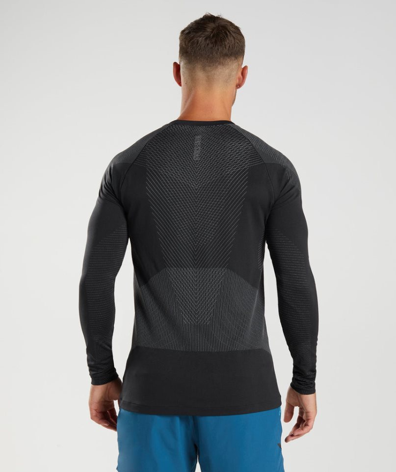 Gymshark Apex Seamless Long Sleeve T-shirts Herren Schwarz | AT-13-ORBL