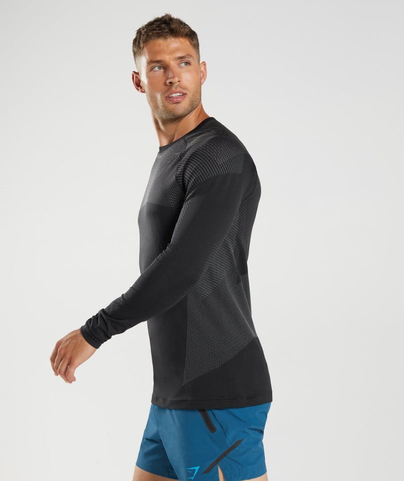 Gymshark Apex Seamless Long Sleeve T-shirts Herren Schwarz | AT-13-ORBL