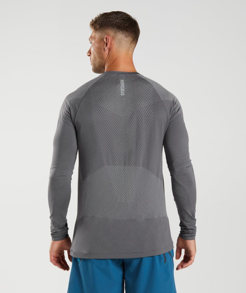 Gymshark Apex Seamless Long Sleeve T-shirts Herren Grau | AT-27-EOIQ