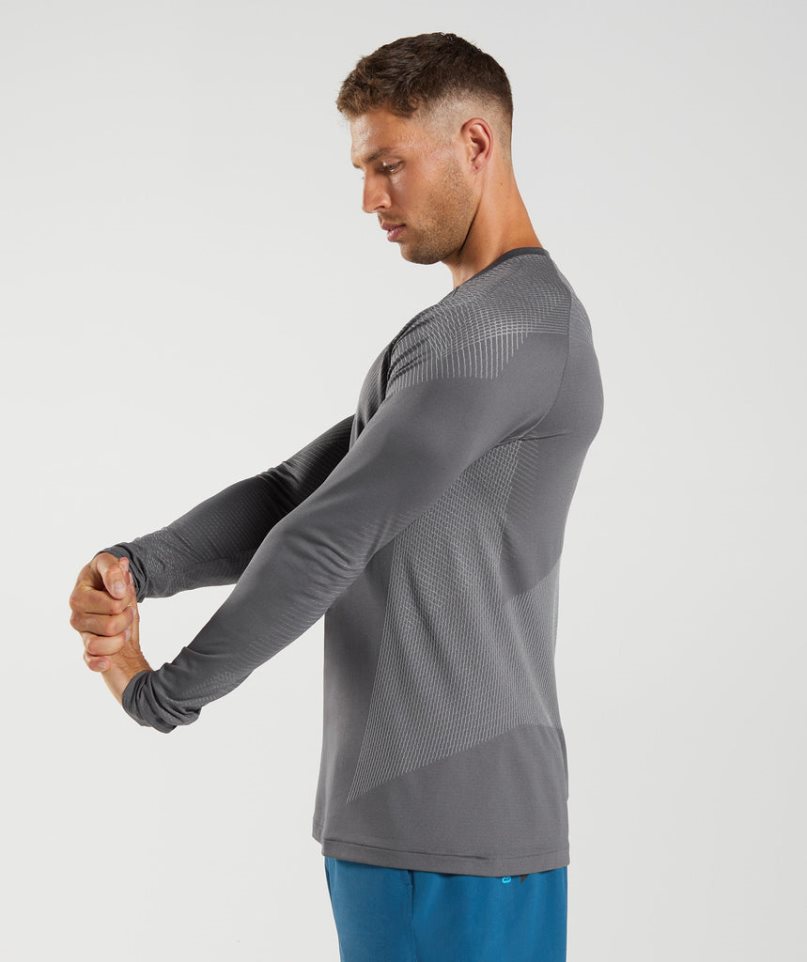 Gymshark Apex Seamless Long Sleeve T-shirts Herren Grau | AT-27-EOIQ