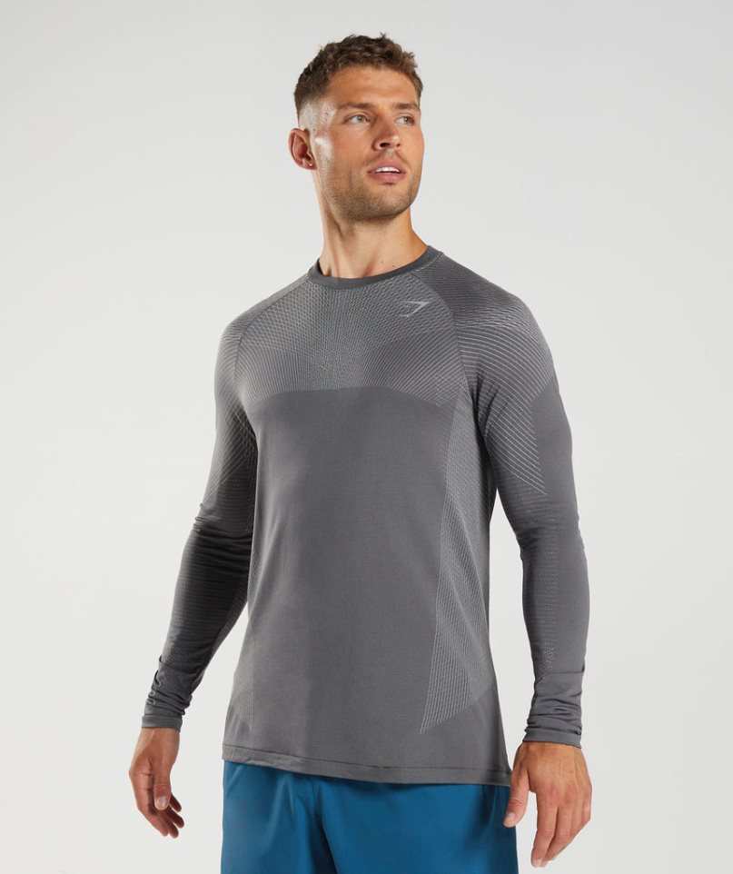 Gymshark Apex Seamless Long Sleeve T-shirts Herren Grau | AT-27-EOIQ