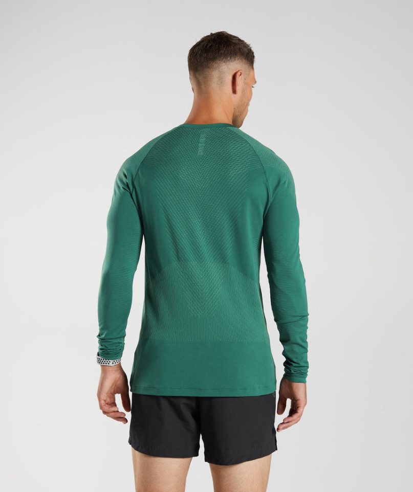 Gymshark Apex Seamless Long Sleeve T-shirts Herren Grün | AT-31-NFKZ