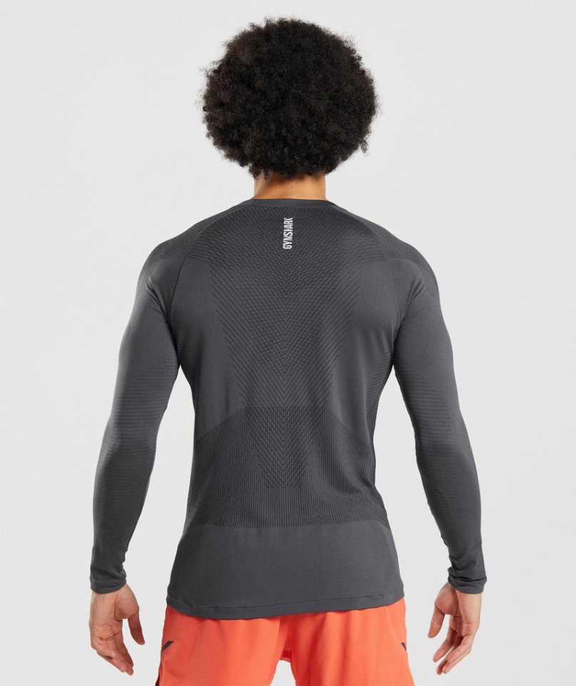 Gymshark Apex Seamless Long Sleeve T-shirts Herren Dunkelgrau | AT-50-QVCN