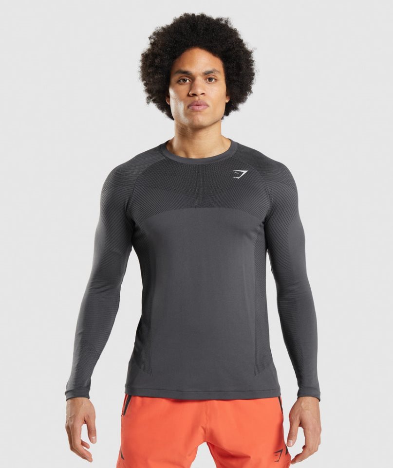 Gymshark Apex Seamless Long Sleeve T-shirts Herren Dunkelgrau | AT-50-QVCN