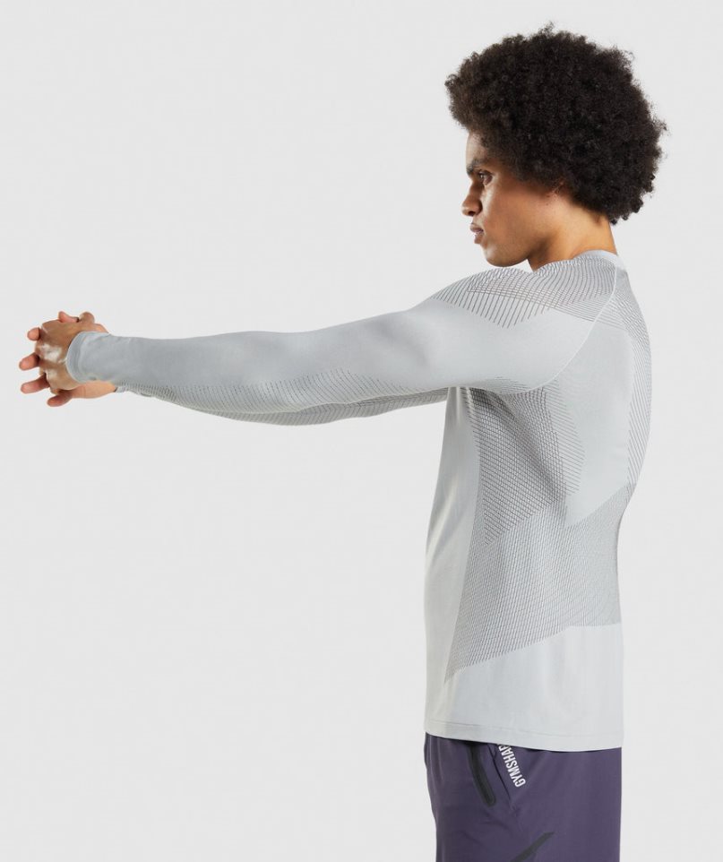 Gymshark Apex Seamless Long Sleeve T-shirts Herren Hellgrau | AT-86-SXNE