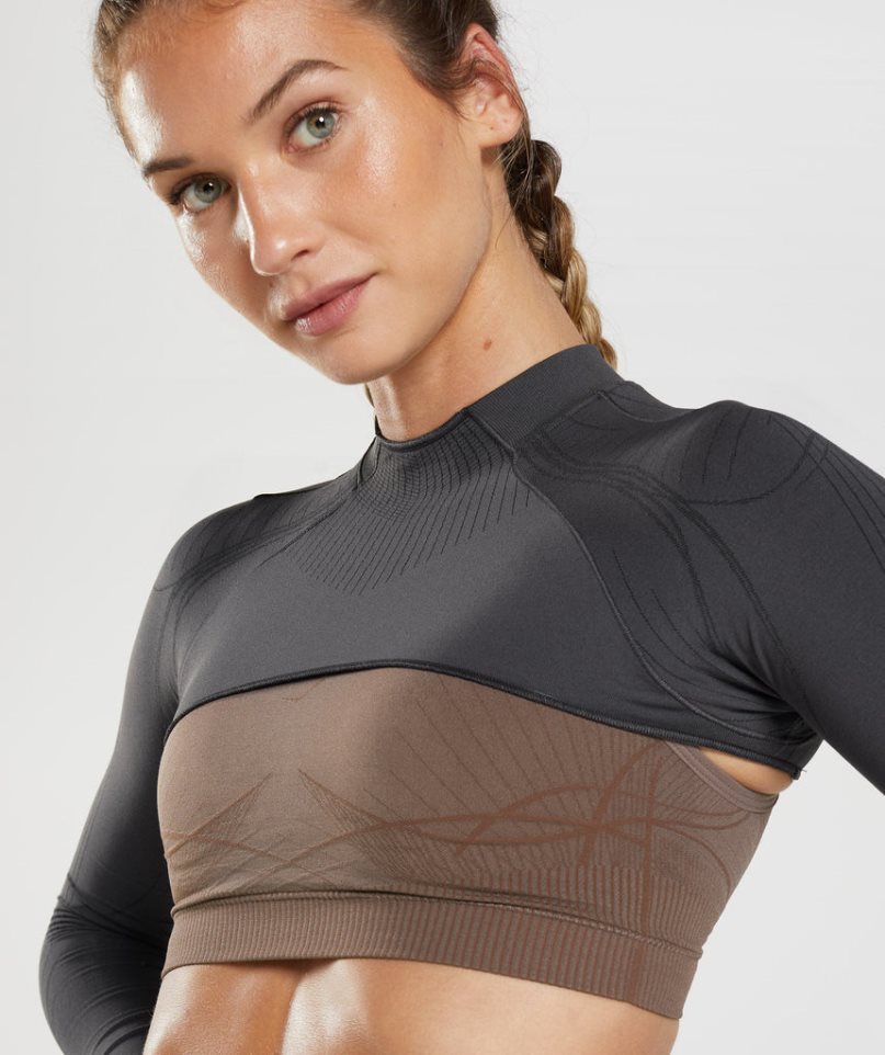 Gymshark Apex Seamless Shrug Sweatshirts Damen Schwarz | AT-06-QKXA