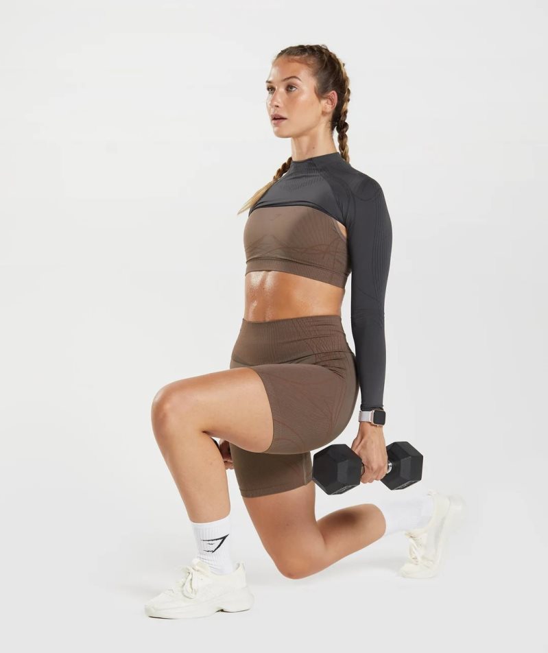 Gymshark Apex Seamless Shrug Sweatshirts Damen Schwarz | AT-06-QKXA