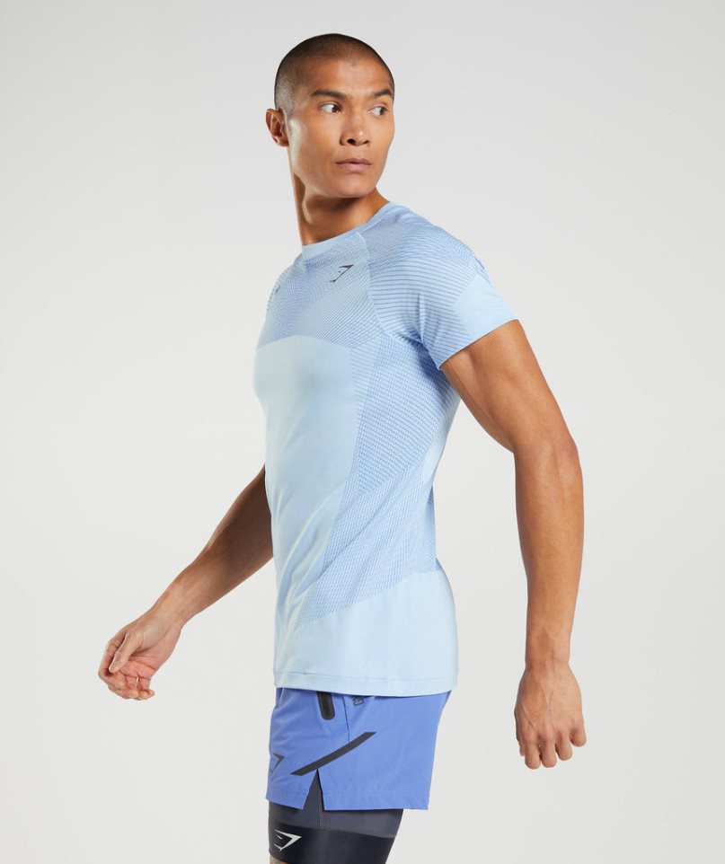 Gymshark Apex Seamless T-shirts Herren Hellblau | AT-37-YIDF