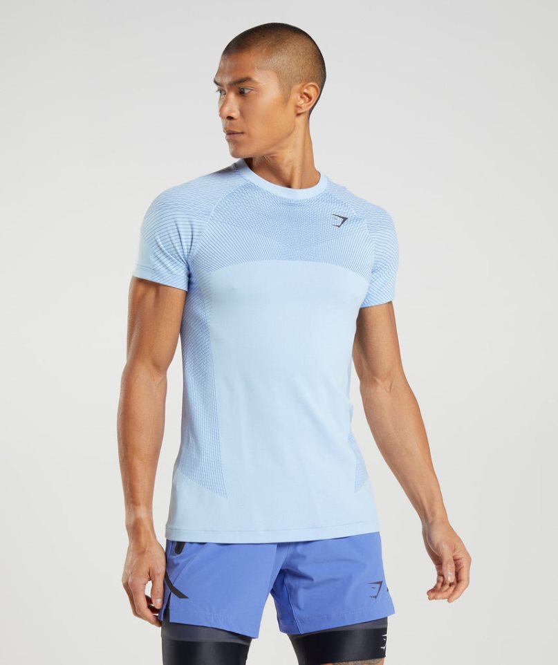 Gymshark Apex Seamless T-shirts Herren Hellblau | AT-37-YIDF