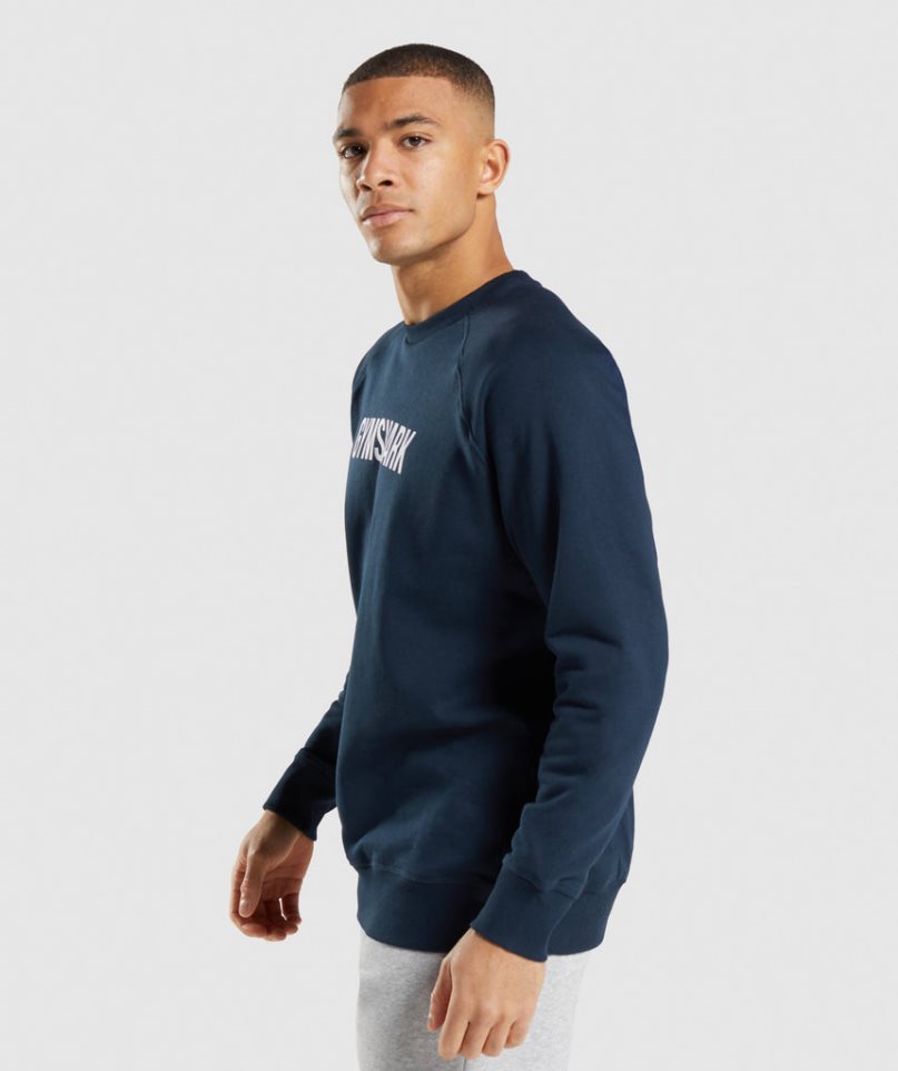 Gymshark Apollo Crew Sweatshirts Herren Navy | AT-83-BHDY