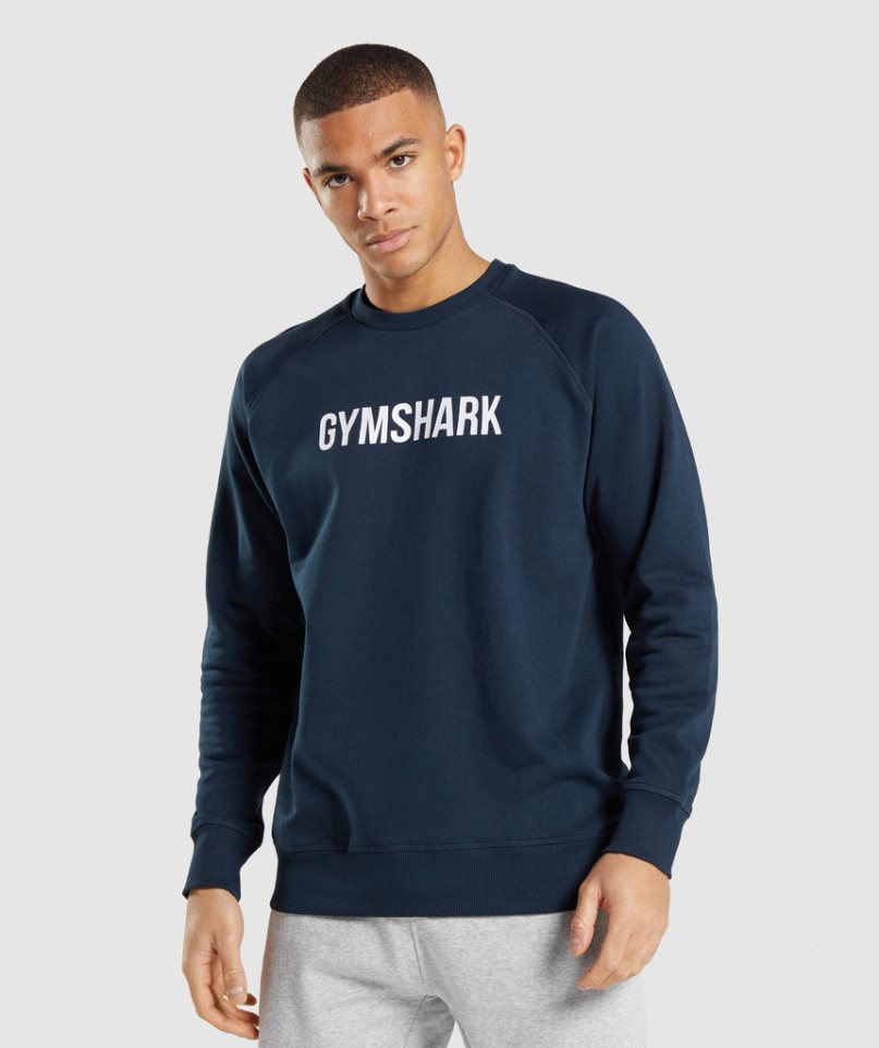 Gymshark Apollo Crew Sweatshirts Herren Navy | AT-83-BHDY