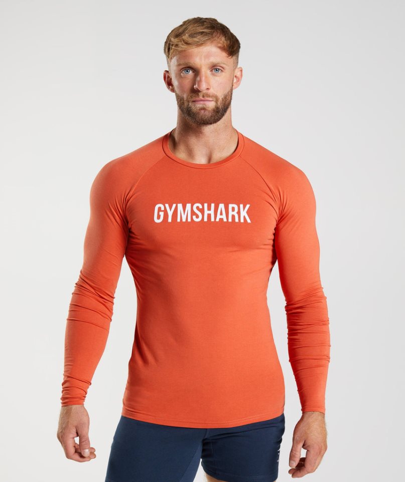 Gymshark Apollo Long Sleeve T-shirts Herren Orange | AT-21-UBZH