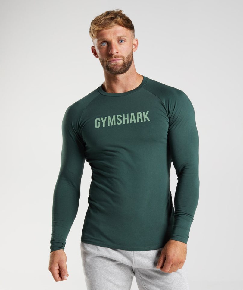 Gymshark Apollo Long Sleeve T-shirts Herren Grün | AT-28-ESJL