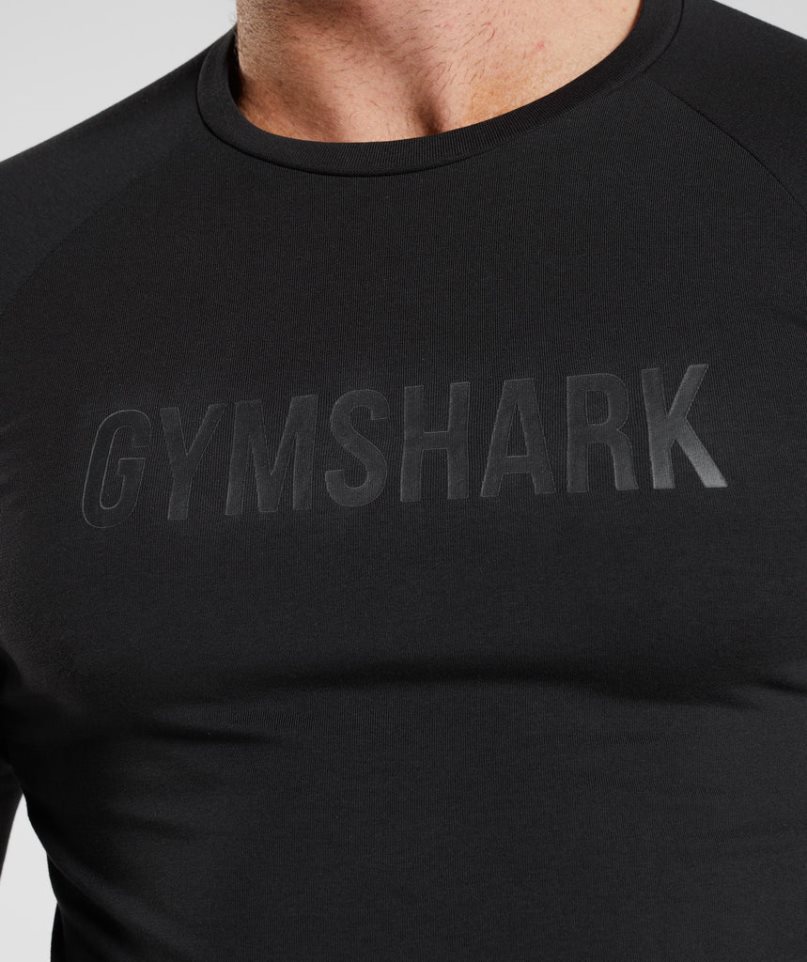 Gymshark Apollo Long Sleeve T-shirts Herren Schwarz | AT-34-KVTM