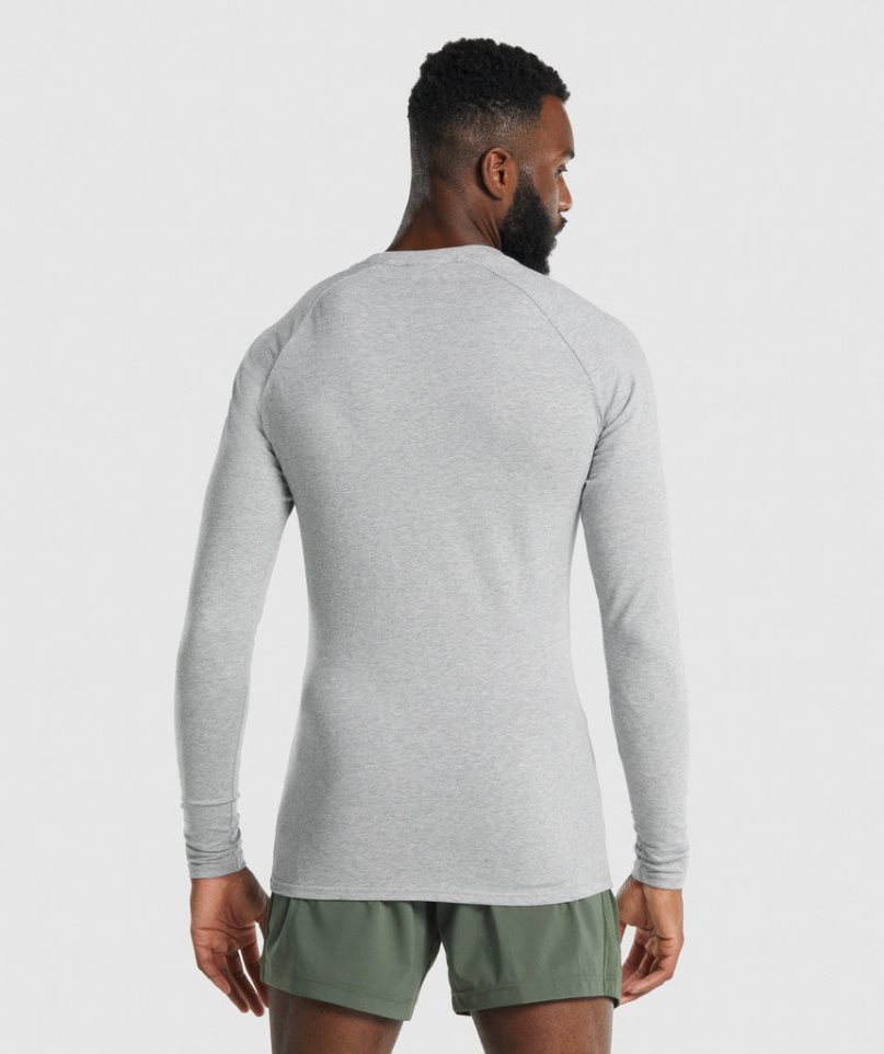 Gymshark Apollo Long Sleeve T-shirts Herren Hellgrau | AT-60-PFTQ