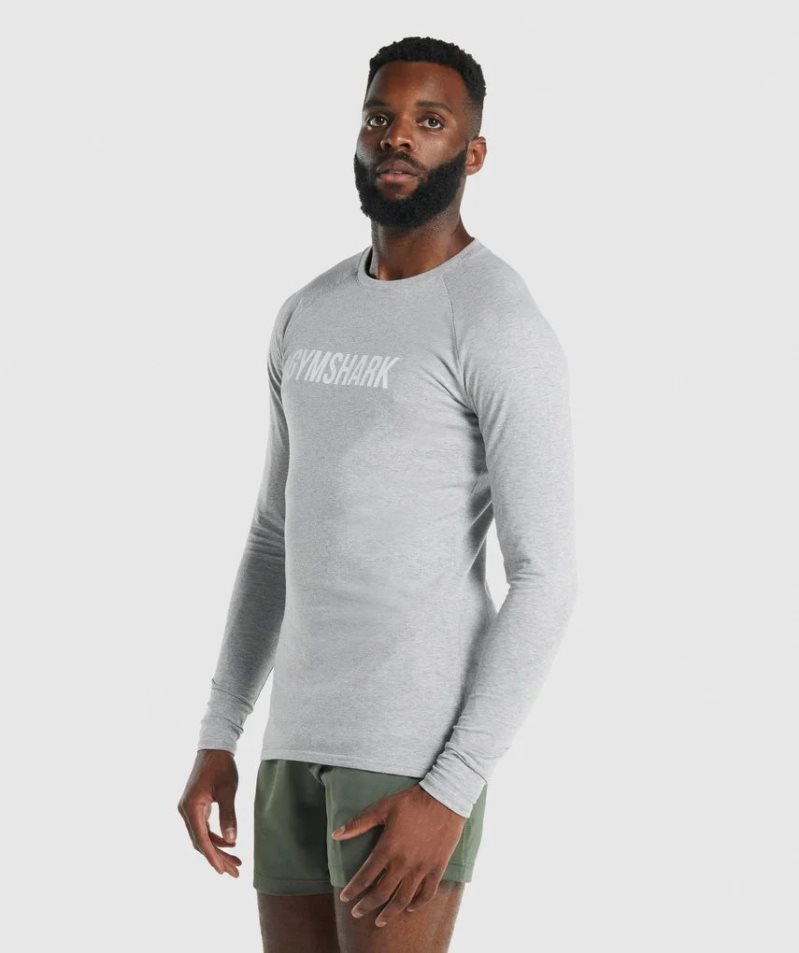 Gymshark Apollo Long Sleeve T-shirts Herren Hellgrau | AT-60-PFTQ