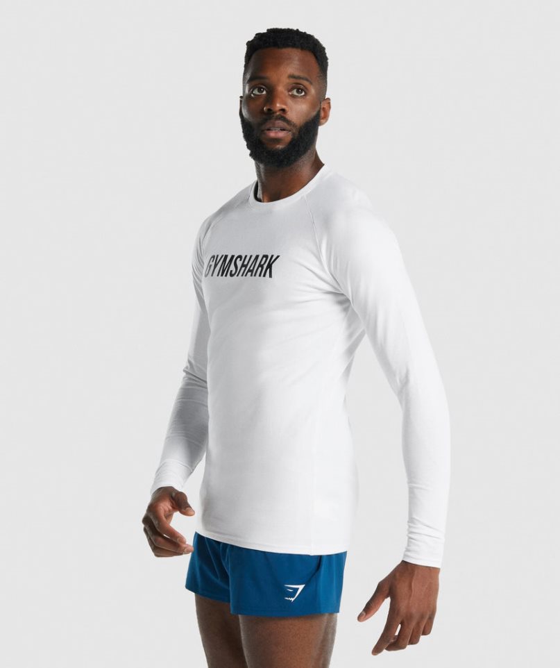 Gymshark Apollo Long Sleeve T-shirts Herren Weiß | AT-70-UWIH