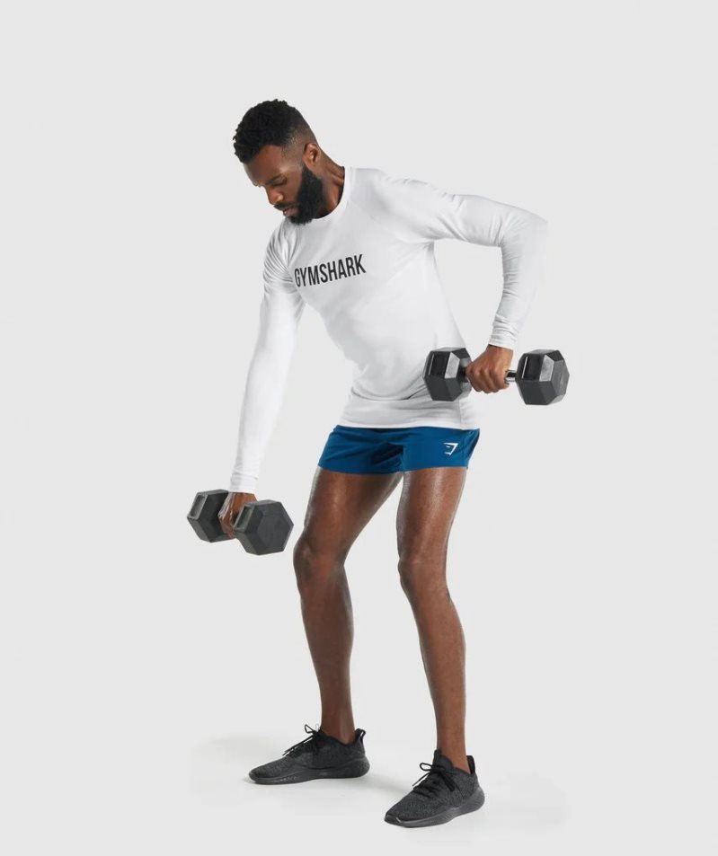 Gymshark Apollo Long Sleeve T-shirts Herren Weiß | AT-70-UWIH