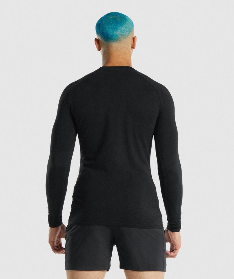 Gymshark Apollo Long Sleeve T-shirts Herren Schwarz | AT-75-ZQPB