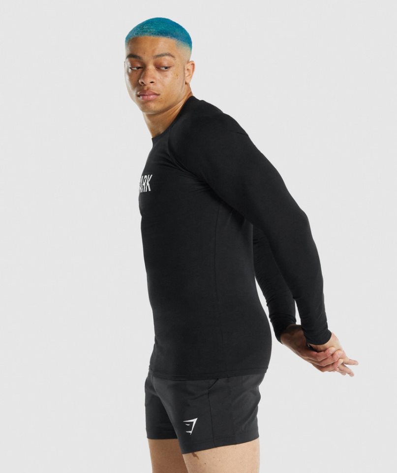 Gymshark Apollo Long Sleeve T-shirts Herren Schwarz | AT-75-ZQPB