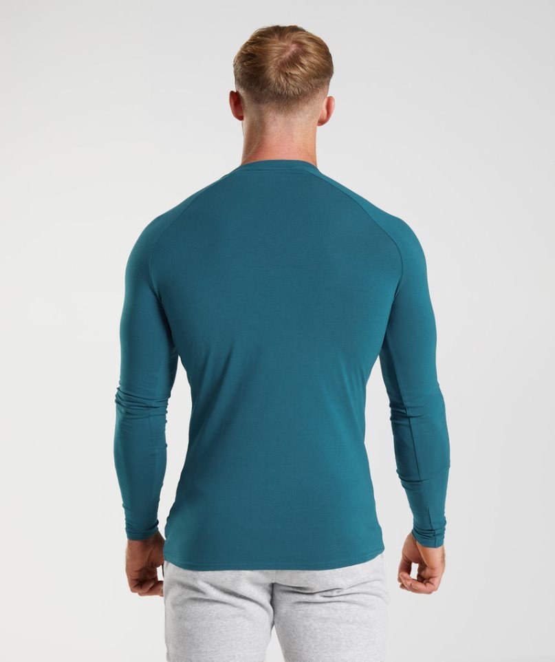 Gymshark Apollo Long Sleeve T-shirts Herren Blau | AT-92-NHLD