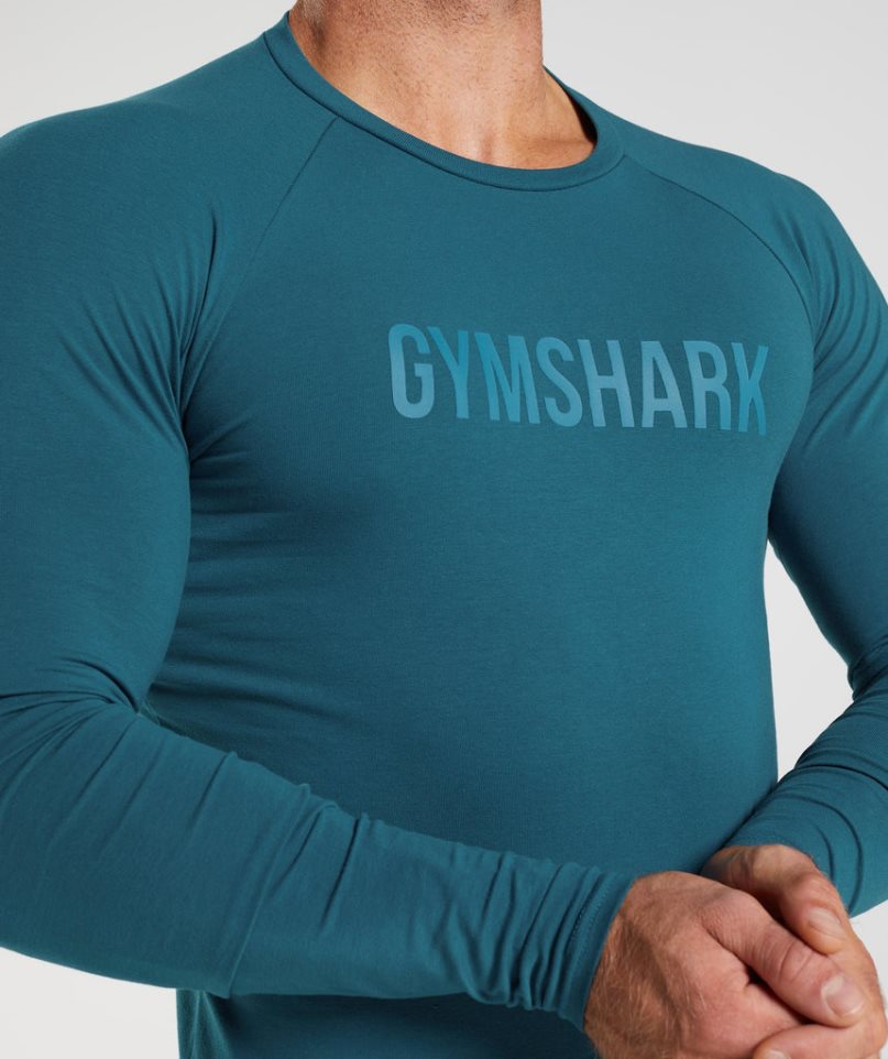 Gymshark Apollo Long Sleeve T-shirts Herren Blau | AT-92-NHLD