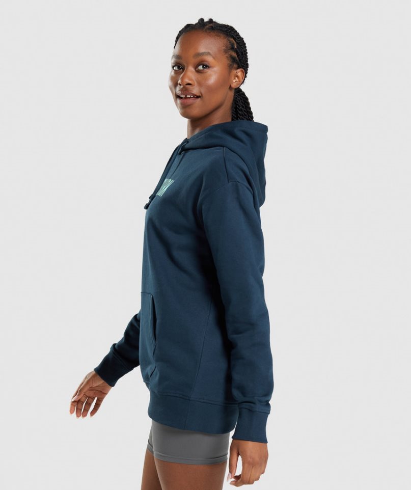 Gymshark Apollo Oversized Hoodie Damen Navy | AT-15-DBCI