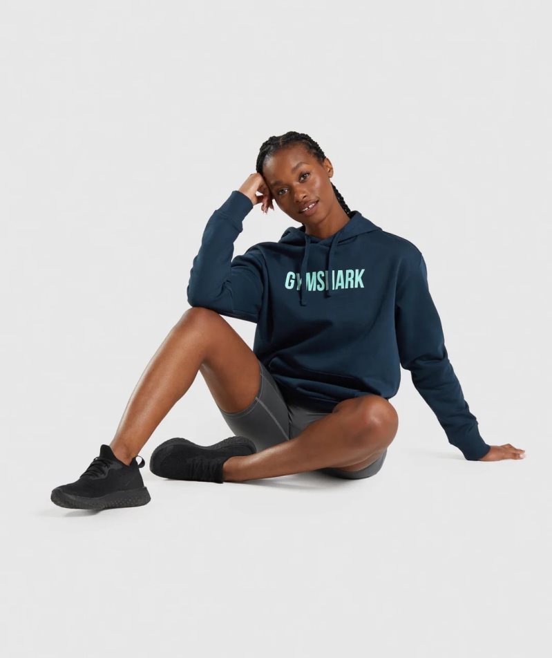 Gymshark Apollo Oversized Hoodie Damen Navy | AT-15-DBCI