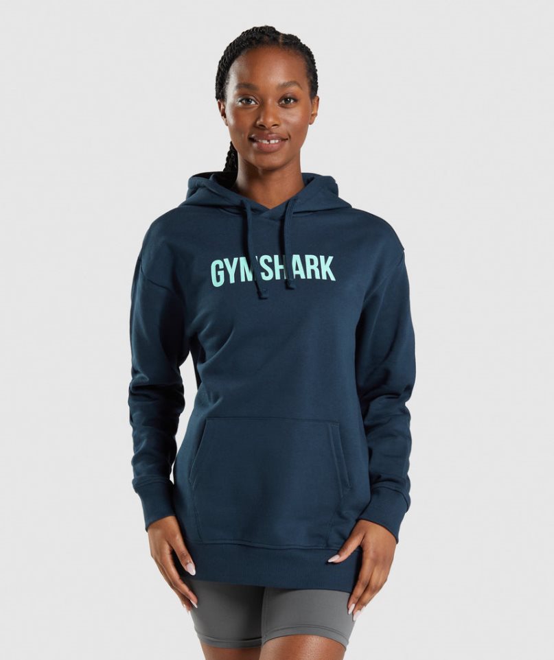 Gymshark Apollo Oversized Hoodie Damen Navy | AT-15-DBCI