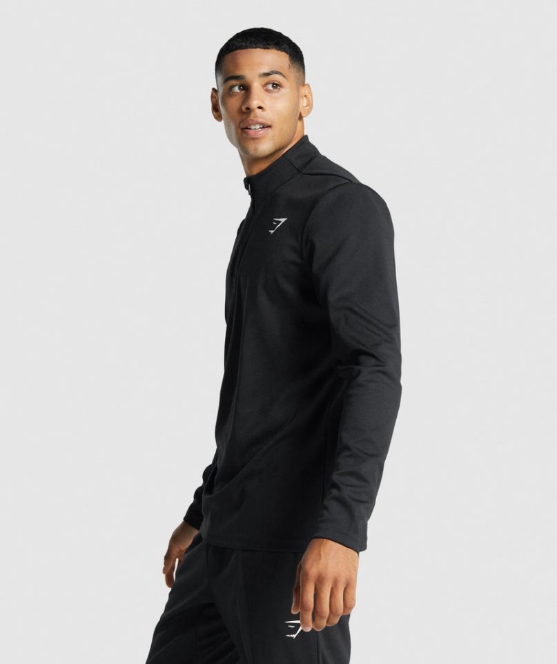 Gymshark Arrival 1/4 Zip Sweatshirts Herren Schwarz | AT-71-IYVM