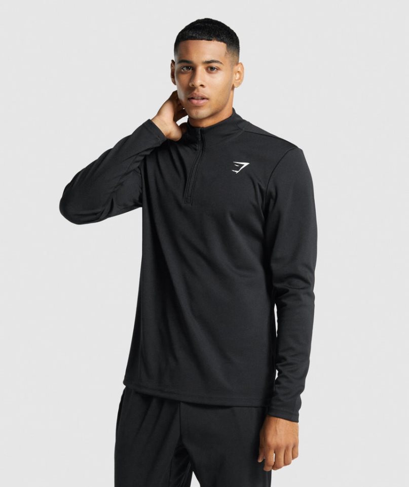 Gymshark Arrival 1/4 Zip Sweatshirts Herren Schwarz | AT-71-IYVM