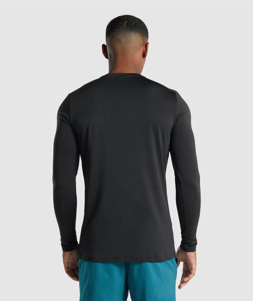 Gymshark Arrival Long Sleeve Graphic T-shirts Herren Schwarz | AT-12-SCGK