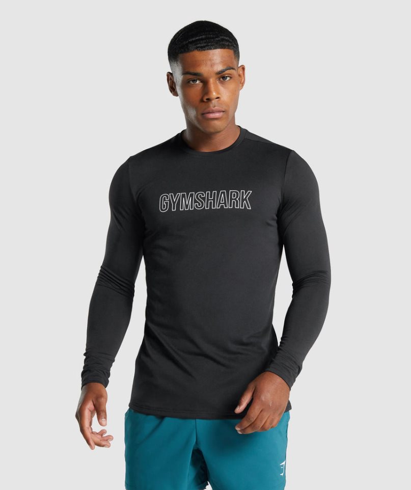 Gymshark Arrival Long Sleeve Graphic T-shirts Herren Schwarz | AT-12-SCGK